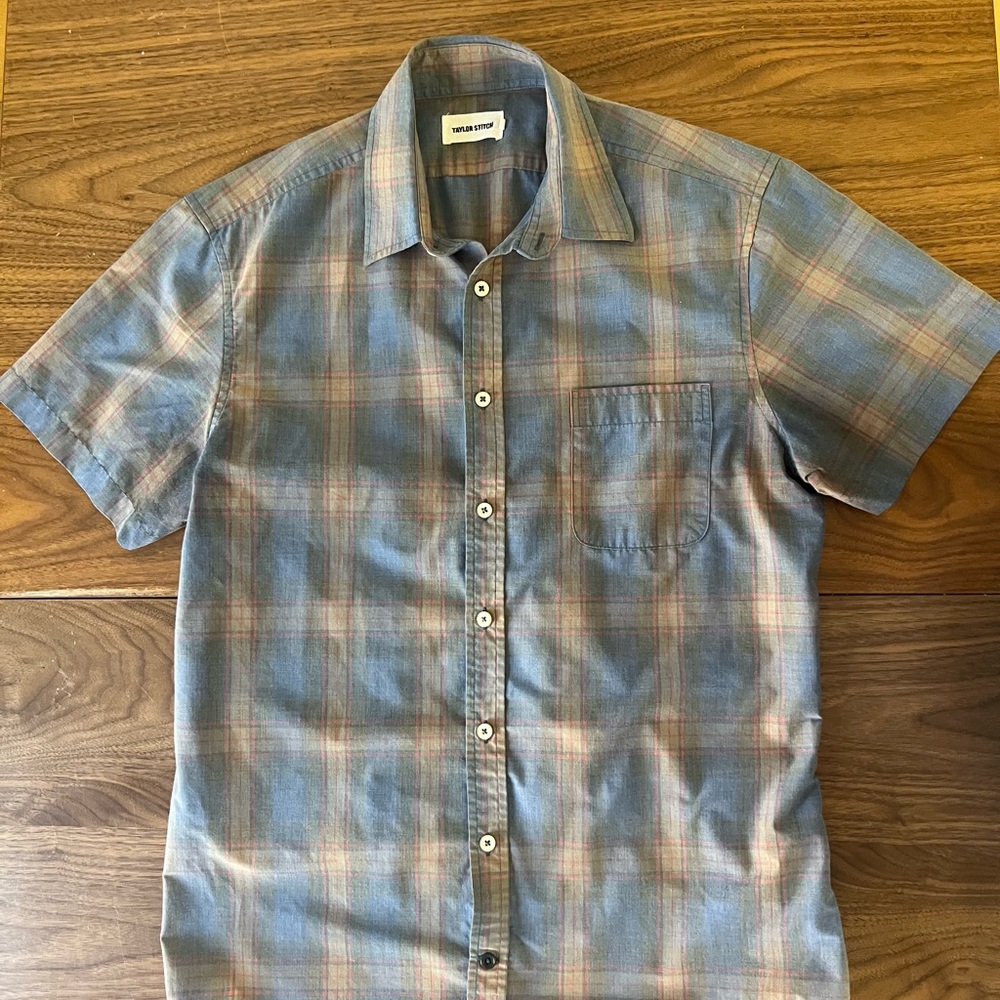 Taylor Stitch Blue and Brown Casual Button Down Shirt size 40
